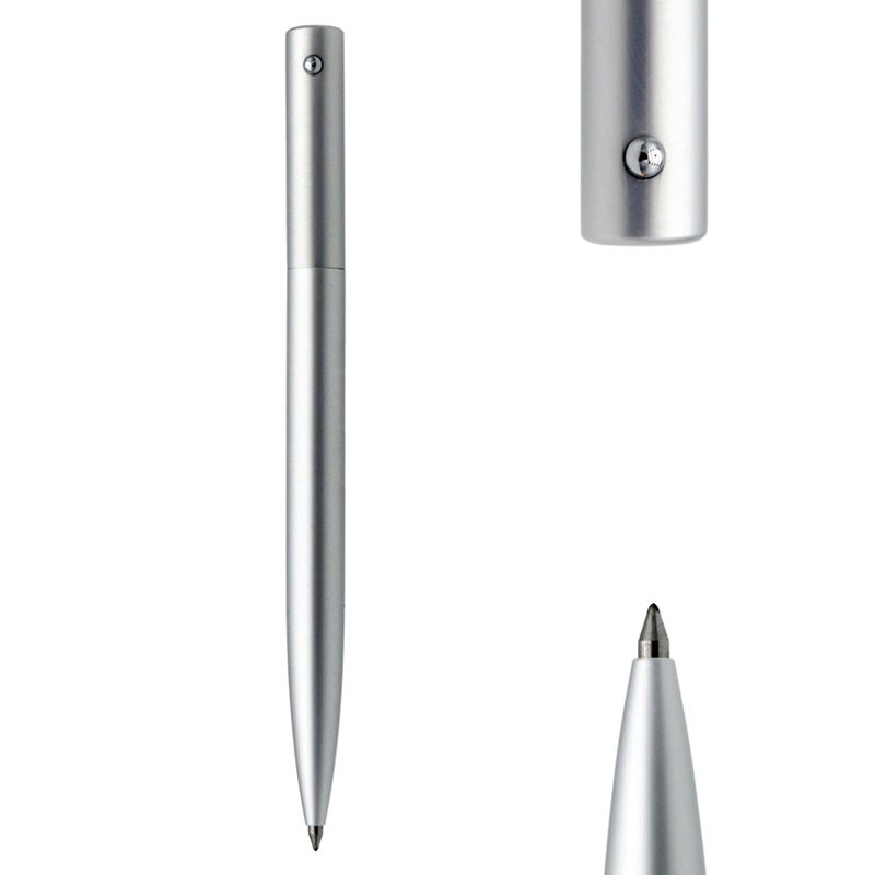 DUNBONG Retractable Metal Gel Pen, 0.5mm Medium Point Ballpoint Pens, Black Gel Ink (Silver) - Image 1